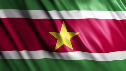 Realistic Waving Flag of Suriname