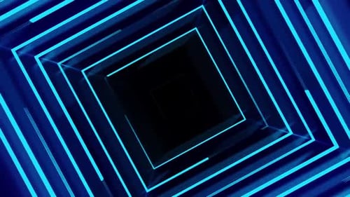 Neon Square Tunnel Loop Background Animation