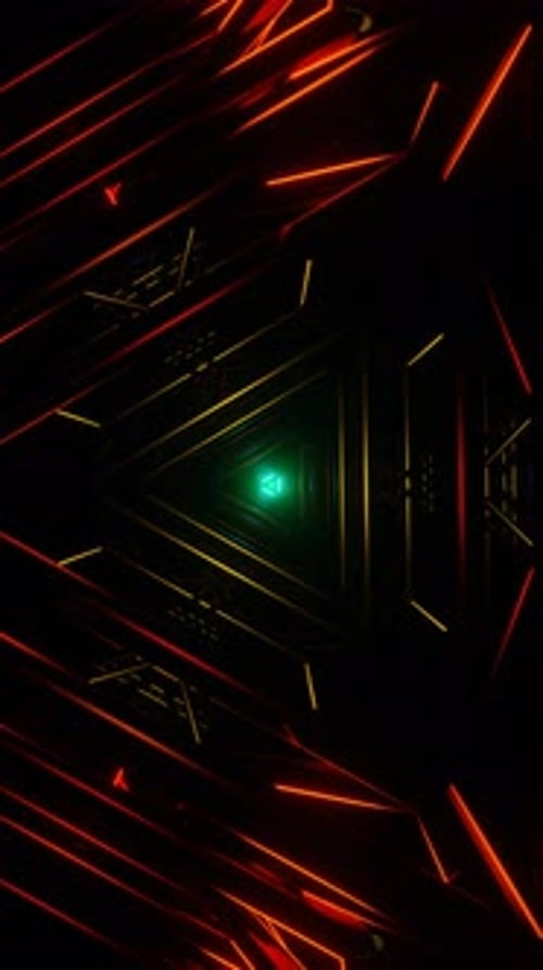 Vídeo vertical: feixes de néon piscam ritmicamente em um loop de VJ hipnótico e colorido