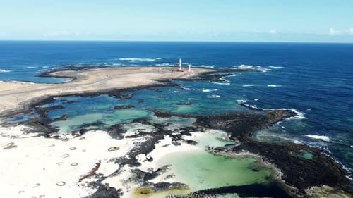 El Cotillo Lagoons and Lighthouse aerial view