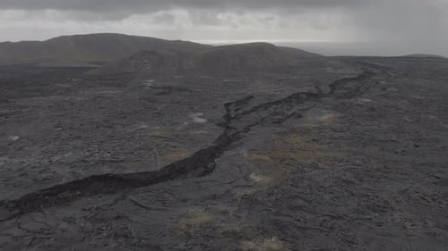 Dramatic Aerial of Lava Fields in Iceland