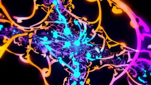 Vibrant Neon Fractal Tunnel Abstract Motion Graphics