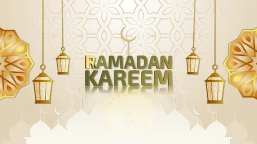Animated Ramadan Kareem Greeting with Golden Lanterns