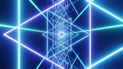 Cold Ice VJ Loop-Hintergrund mit gedrehten Dreiecken und gespiegeltem Bodentunnel