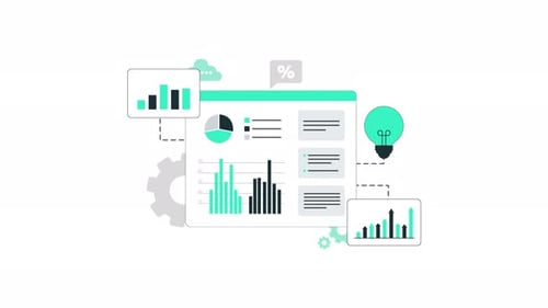 Animated Dashboard with Data, Charts, and Idea Lightbulb