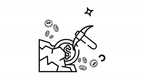 Animated Cryptocurrency Mining: Digital Gold Rush Illustration