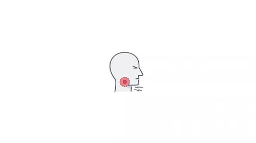 Animated Sore Throat Pain Icon Flat Design