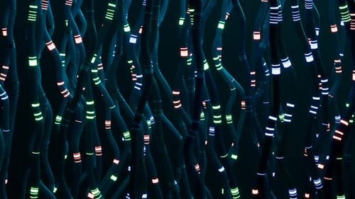 Futuristic Data Cables with Pulsing Lights Abstract Motion Background