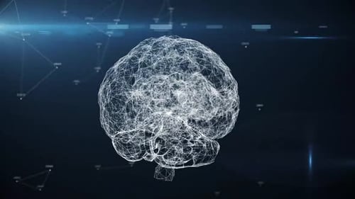 Netzwerkverbindungen des menschlichen Gehirns im modernen Technologieraum