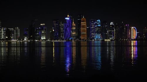View on skyscrapers in Doha downtown, Qatar, Persian Gulf, Arabian Peninsula.