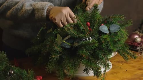Creating Christmas Centerpiece with Festive Holiday Decorations