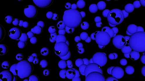 Animated Blue Spheres with Emoji Faces Bouncing Background