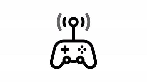 Animated Game Controller Icon with Wi-Fi Signal