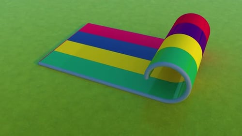 Mauritius Flag Unrolling Animation on Green Background