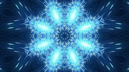 Abstract Blue Light Kaleidoscope Star Pattern Background Loop