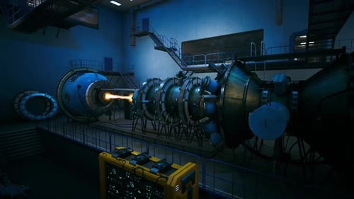 High Energy Physics Particle Accelerator Beam in Dark Laboratory Facility