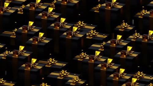 Luxury Black Gold Gift Boxes Loop Background Animation
