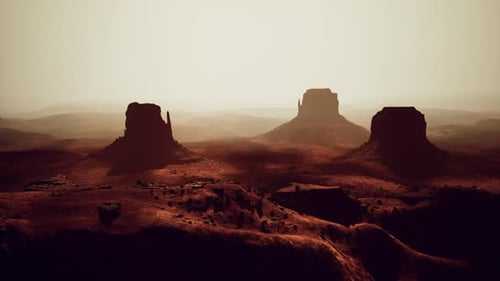 Desert Landscape with Scattered Rocks in the Distance Captured From an Aerial