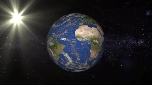 Rotating Earth and Sun in Space Animation