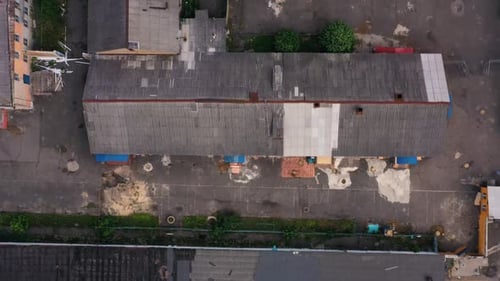 Small Abandoned Deserted Warehouse Roofs in Eastern Europe