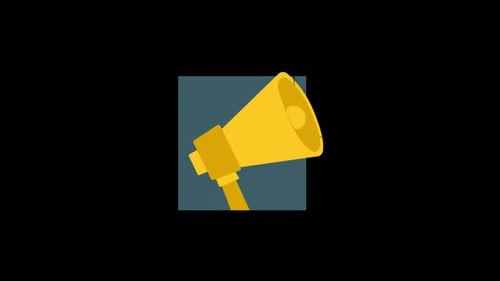 Animated Flat Design Megaphone Icon with Sound Waves