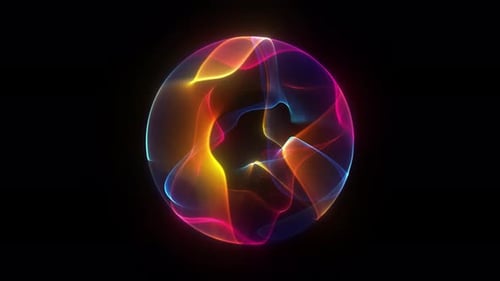 Abstrakte bunte Kugel. Digitaler mehrfarbiger Wellenkugel. Abstrakte Technologie, Wissenschaft, Technik