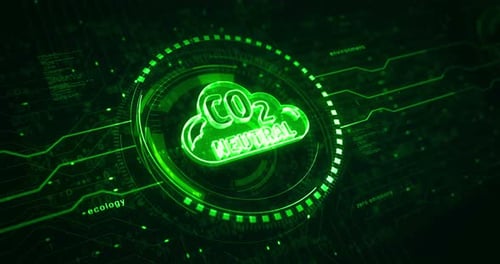 Conceito digital de símbolo de descarbonização de emissão zero neutro de CO2