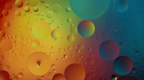 Abstract Colorful Oil and Water Bubbles Fluid Motion Background
