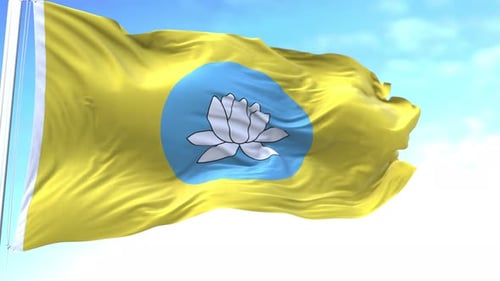 Realistic Buddhist Lotus Flag Waving