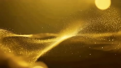 Abstract Golden Shimmering Particle Waves Background