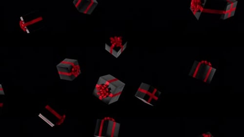 Falling Gift Boxes with Alpha Channel Loop