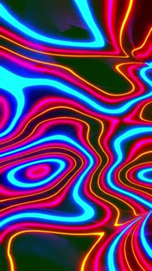 Vertical Tunnel with colorful wave traffic, neon lines, high speed. Vj loop background. VFX visual a