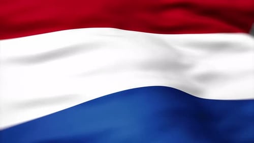 Netherlands Flag Waving Loop with Realistic Fabric Texture