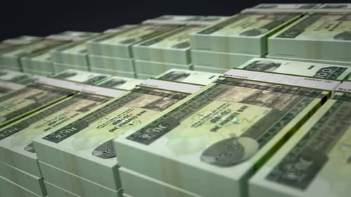 Ethiopia Birr money banknote pack growth up loop