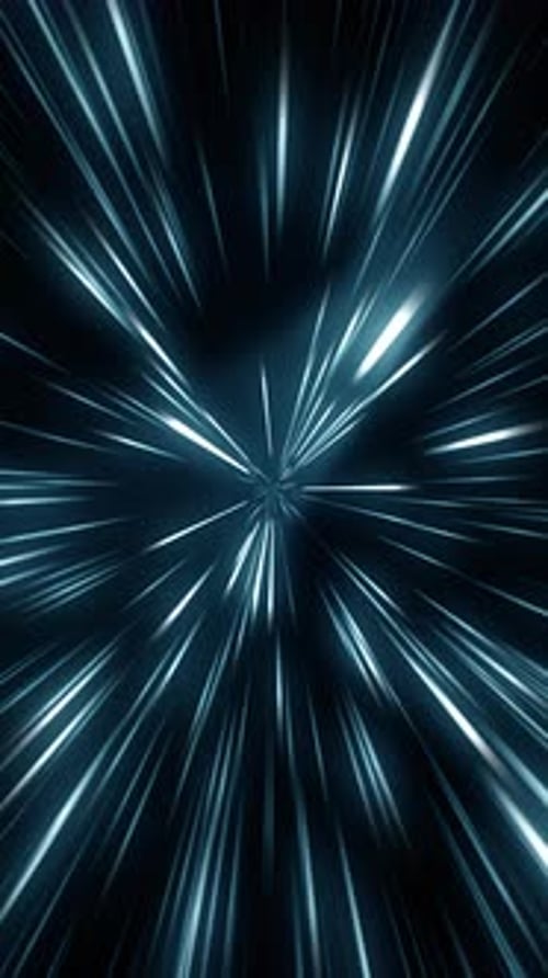 Looped animation. Abstract stream of blue light tunnel. Vertical video