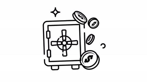 Animated Illustration of a safe with coins spilling out
