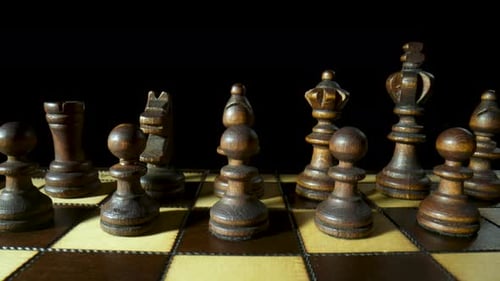 Strategy Concept of Chess Board Game Dolly Movement Along the Figures