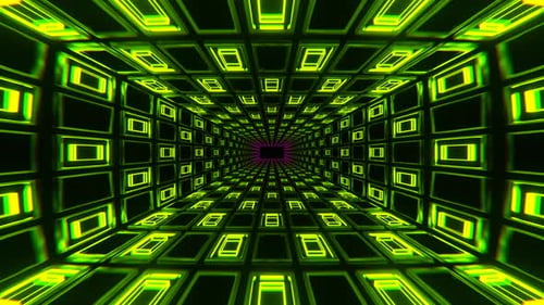 Pink And Light Green Neon Light Squares On Grate Background Vj Loop In 4K