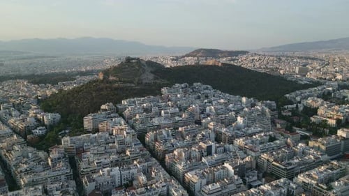 Aerial Panoramic View of Athens from Lycabettus Hill at Sunset