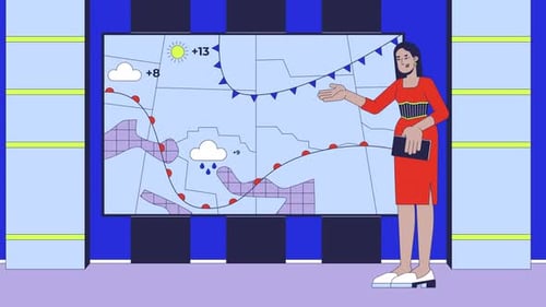 Weather channel on TV cartoon animation