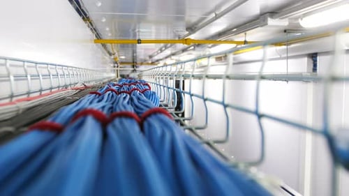 Blue Cables in Server Room Infrastructure