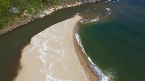 Aerial view to a mouth of Veleka river, Bulgaria