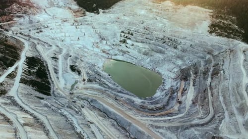 Aerial View of Open-Pit Mine Quarry Landscape
