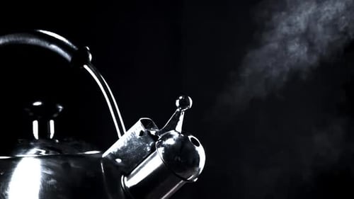 Super Slow Motion From the Kettle Comes Hot Steam