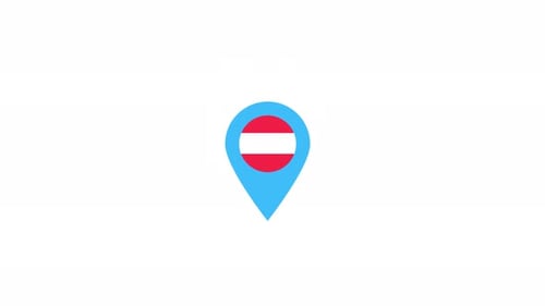 Animated Flat Design Austria Flag Location Pin Icon