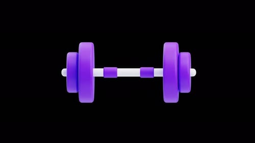 Animated 3D Dumbbell Build and Rotate Icon