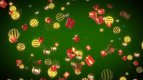 Seamless Falling Christmas Gifts and Ornaments Animation Loop Background