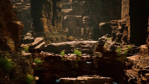 Beautiful Red River and Shores of Colored Sandstone
