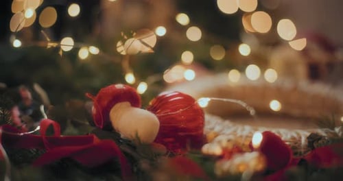 Shiny Christmas Ornaments and Lights Decoration