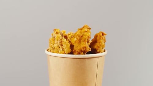 Fast Food Delivery Meals Chicken Nuggets and Fried Chicken French Fries on Wooden Table Ready to
